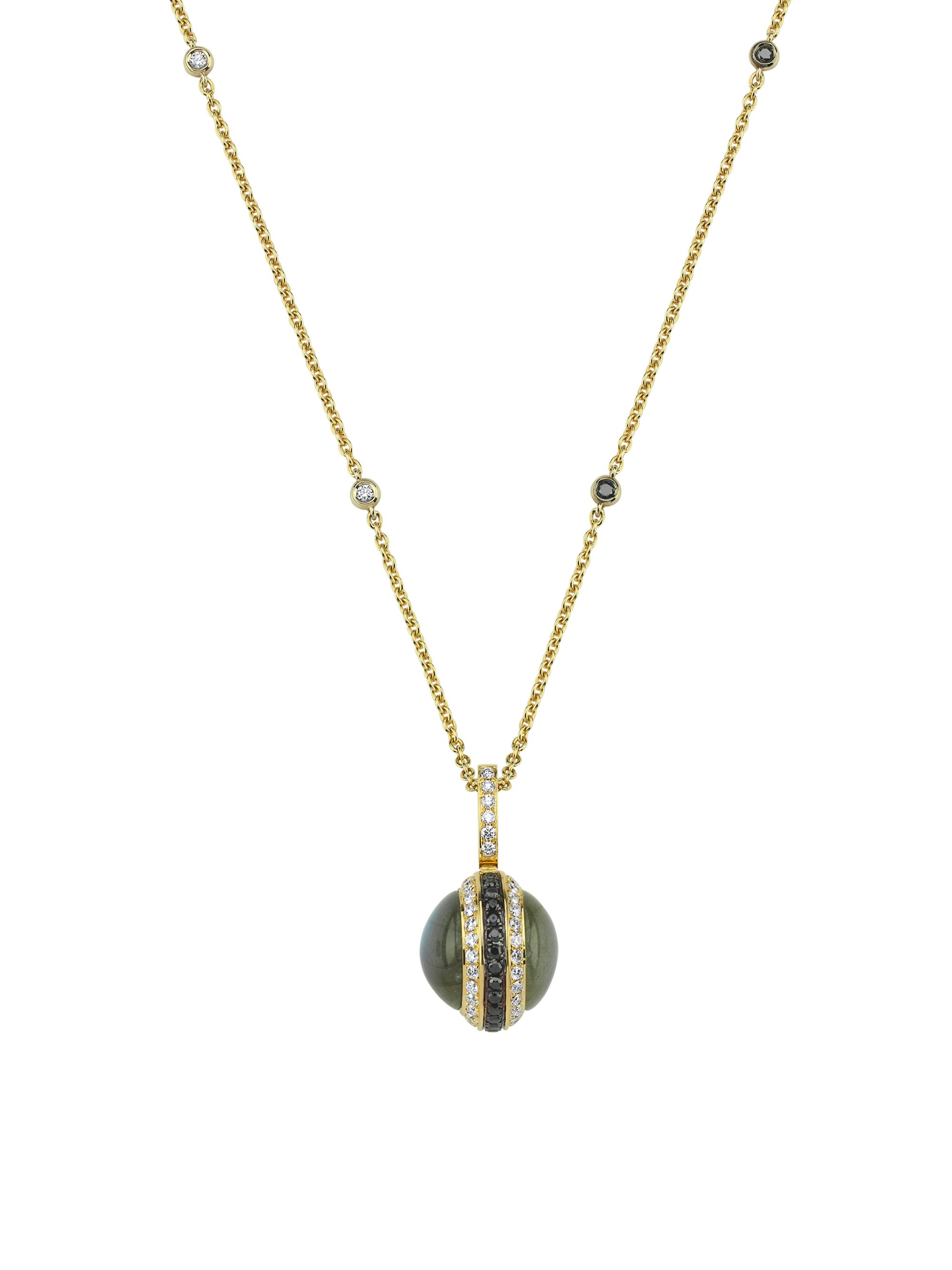 Danielle Marks Women's Saturn 18K Yellow Gold, Labradorite, & Diamond Pendant Necklace - Yellow Gold