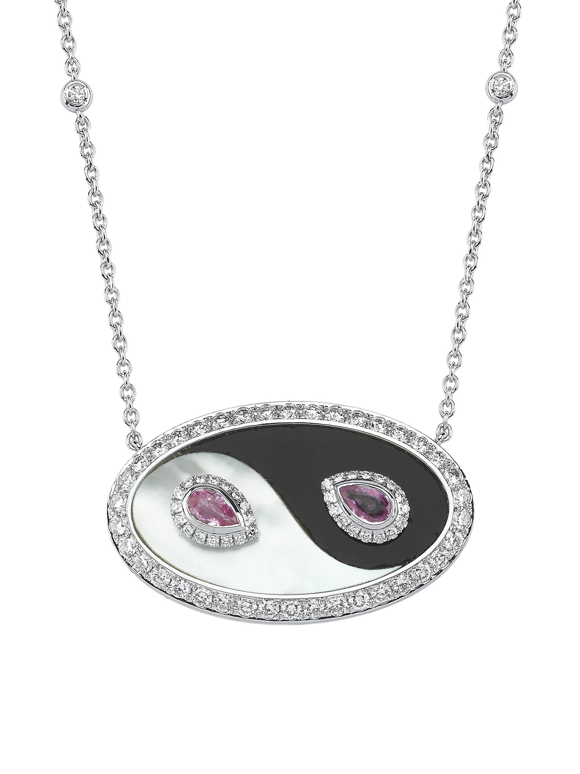 Danielle Marks Women's Yin-Yang 18K White Gold & Multi-Gemstone Pendant Necklace - White Gold