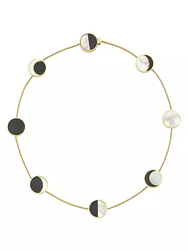 Eclipse 18K Yellow Gold, Onyx, & Mother-Of-Pearl Station Necklace