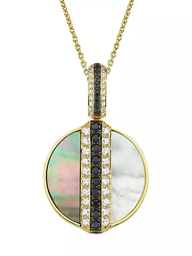 Luna 18K Yellow Gold, Mother-Of-Pearl, & Diamond Pendant Necklace