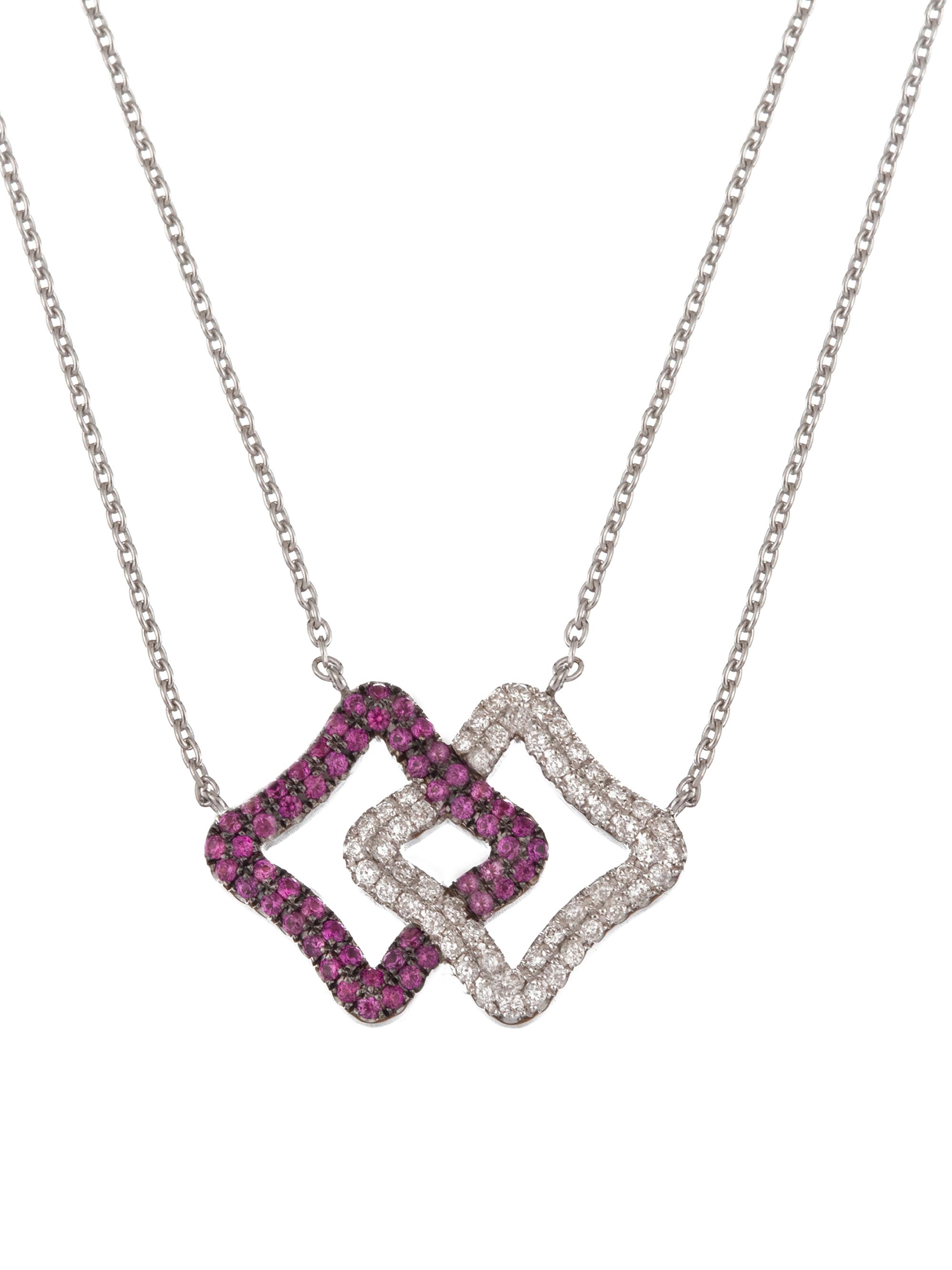 Danielle Marks Women's Duality 18K White Gold, Diamond & Pink Sapphire Intertwined Double Necklace - White Gold