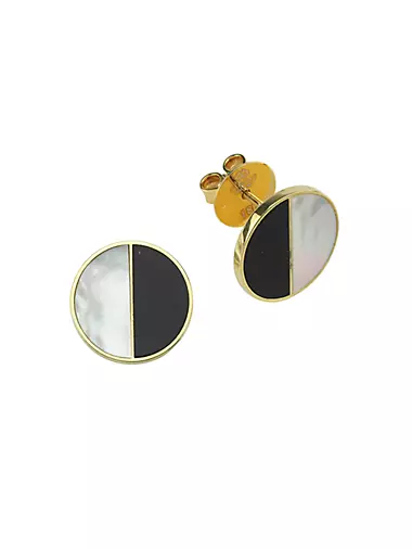 Duality 18K Yellow Gold, Mother-Of-Pearl, & Black Onyx Eclipse Stud Earrings