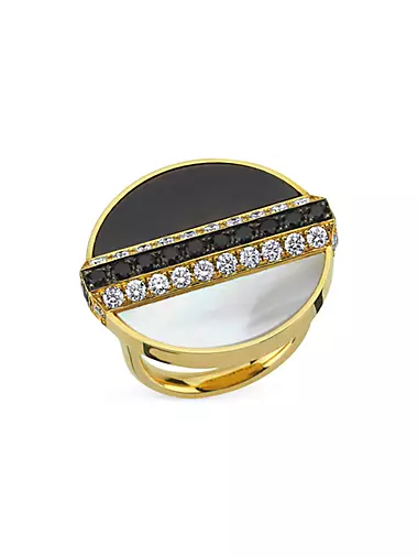 Luna 18K Yellow Gold, Mother-Of-Pearl, & Diamond Ring
