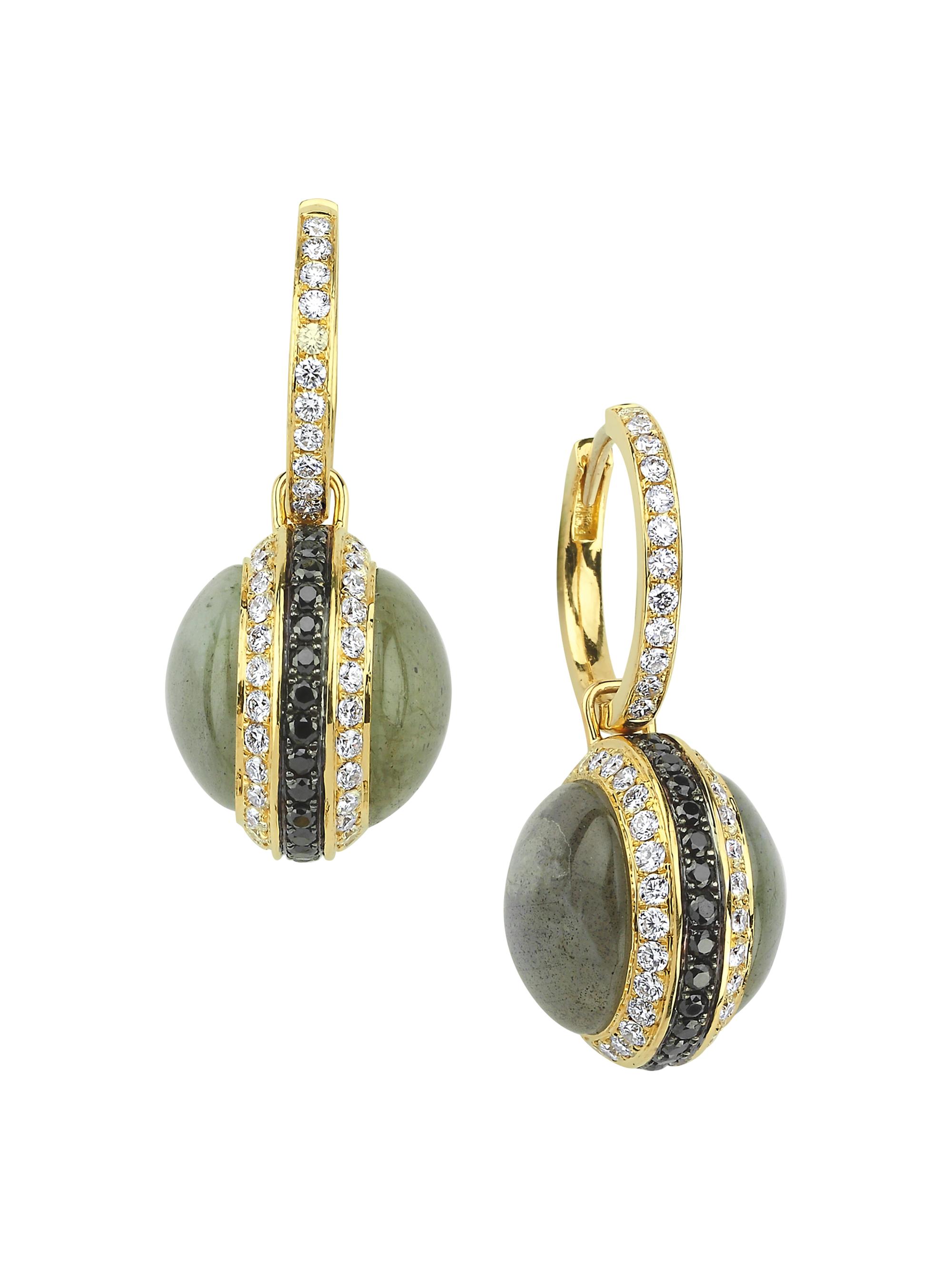 Danielle Marks Women's Saturn 18K Yellow Gold, Labradorite, & Diamond Drop Earrings - Yellow Gold