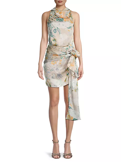 Shop Elliatt Appearance Cowl-Neck Sash-Tie Minidress | Saks Fifth Avenue