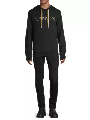 Saint Laurent embroidered logo long-sleeve hoodie - Black
