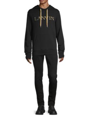 Saint Laurent embroidered logo long-sleeve hoodie - Black