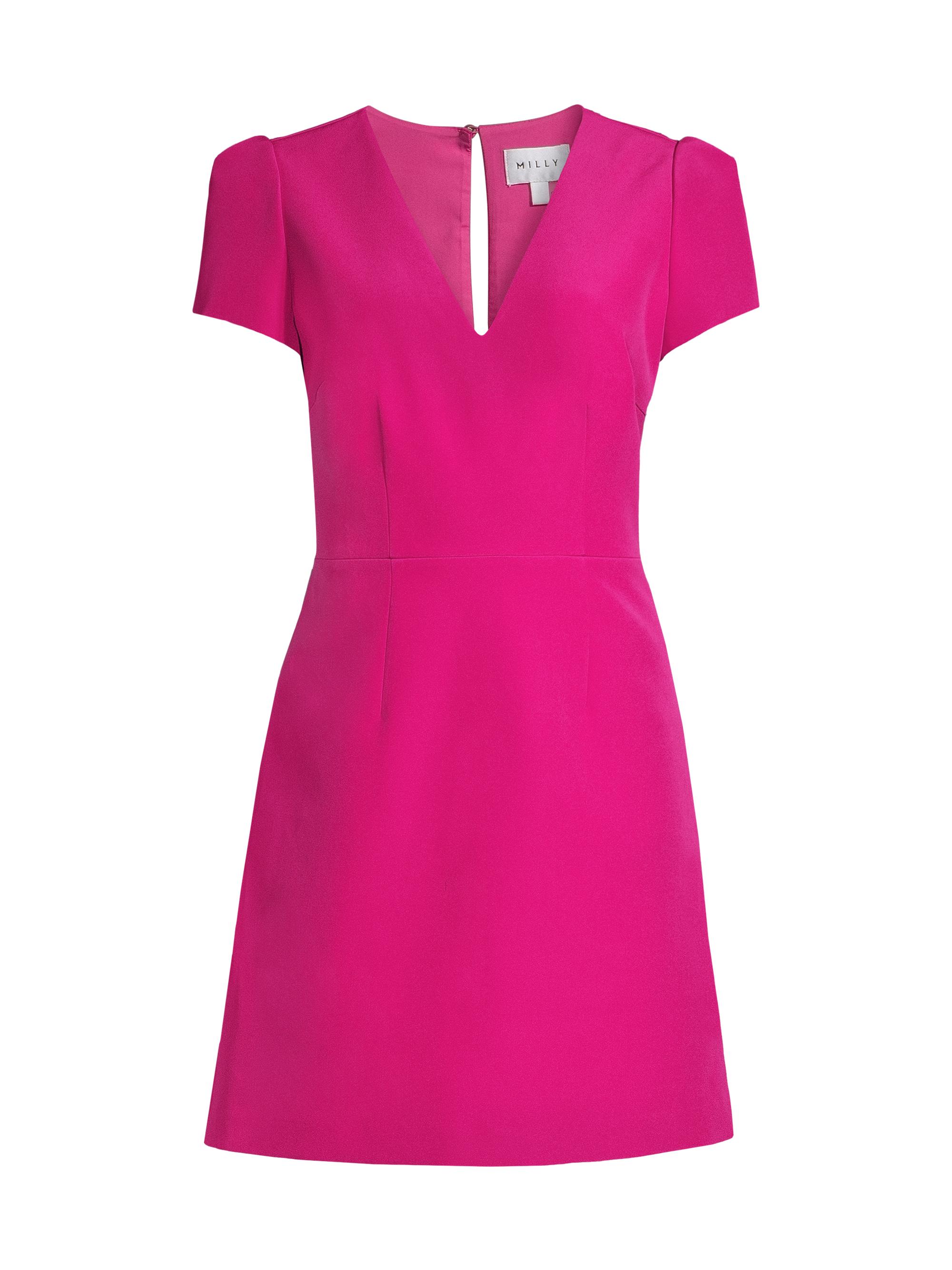 Milly Women's Cady Atalie V-Neck Minidress - Fuchsia