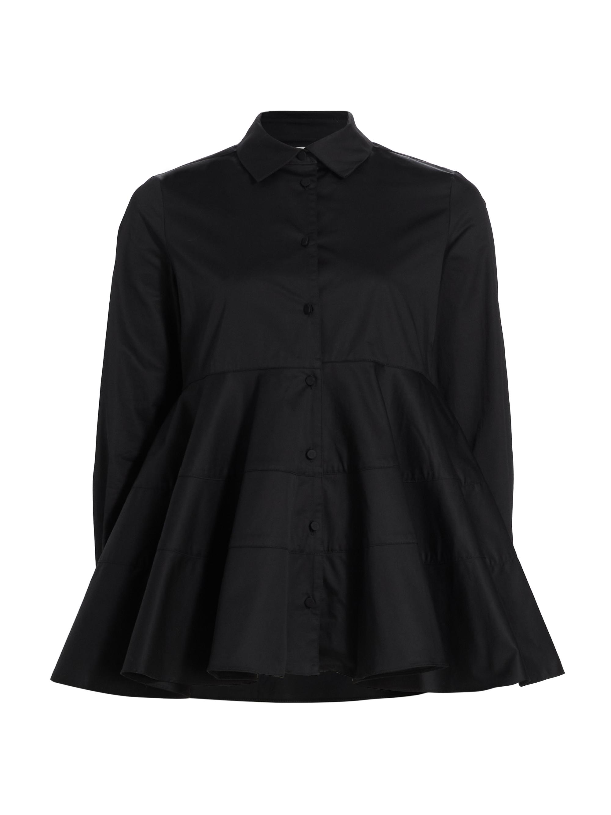 Co Women's Tiered A-Line Button-Up Shirt - Black