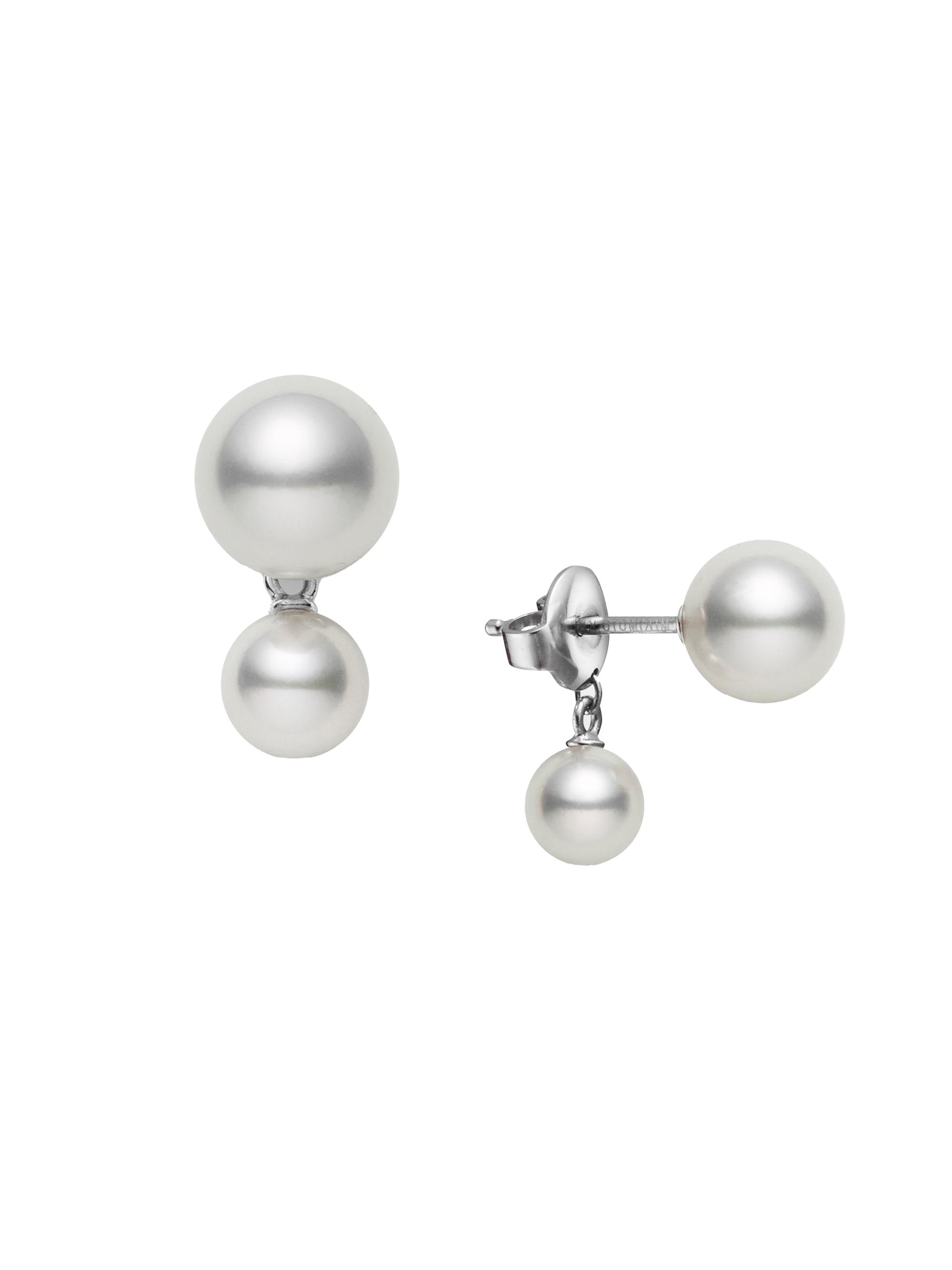 Mikimoto Women's Classic 18K White Gold & Akoya Pearl Drop Earrings - White