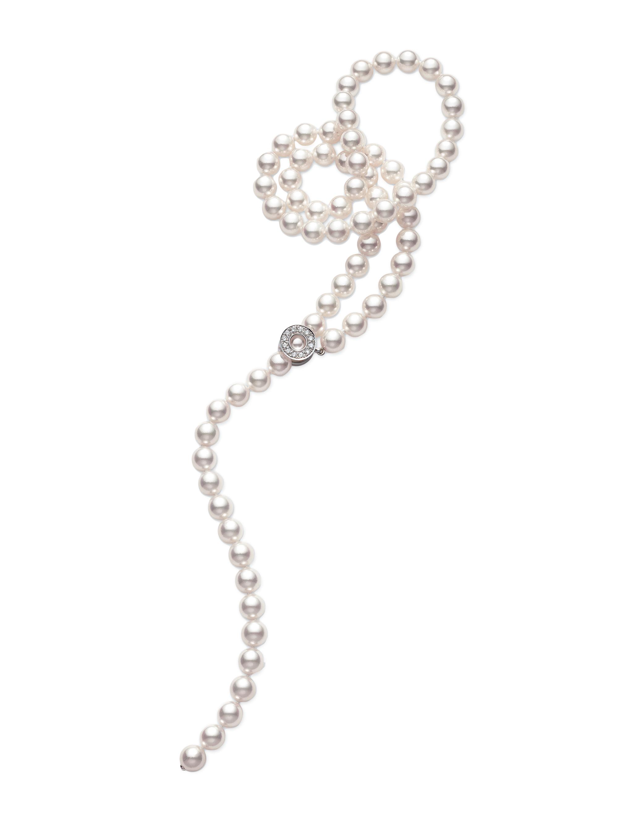 Mikimoto Women's Everyday Essentials 18K White Gold, 0.24 TCW Diamond & Pearl Lariat Necklace - White Gold