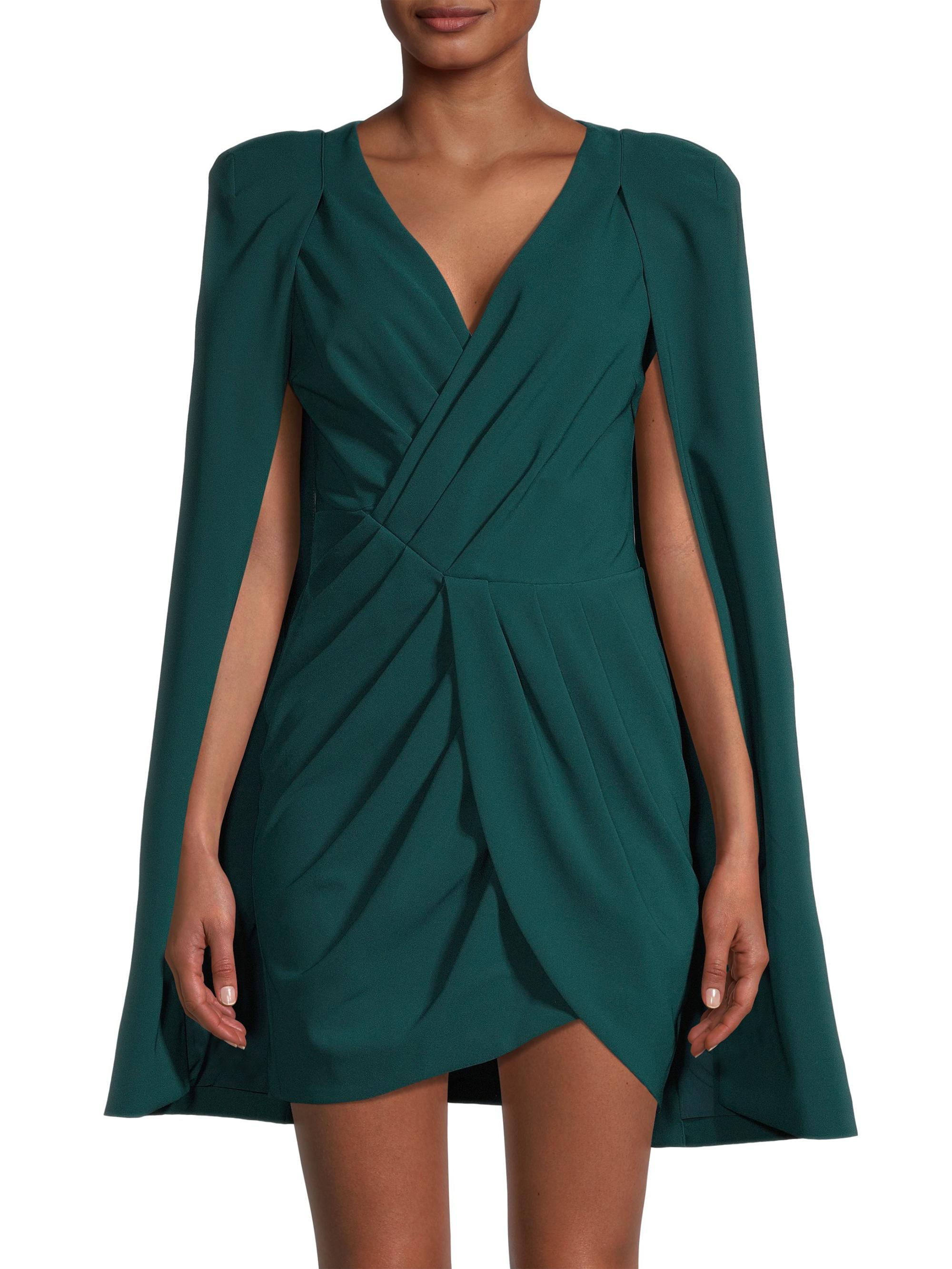 lavish alice green cape dress Pleated Sleeve Minidress End of Season