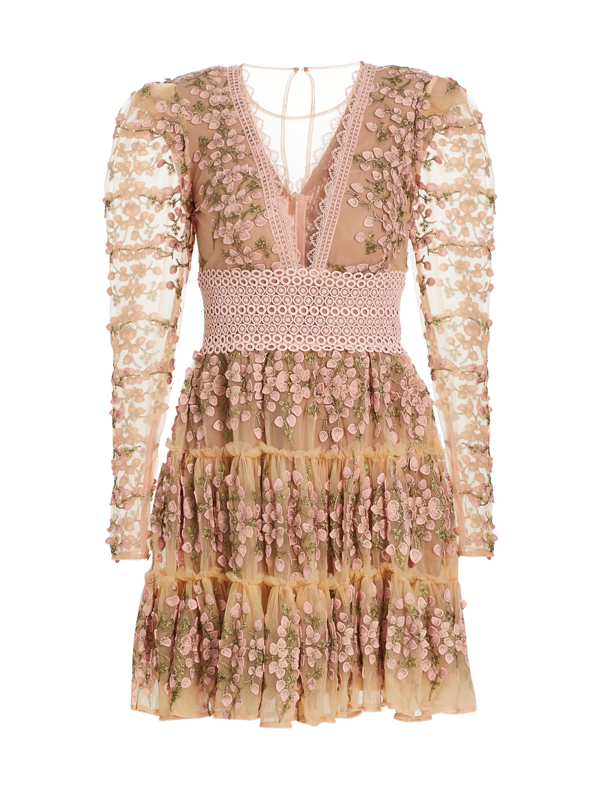 Bronx and Banco Women's Megan Floral Crochet Lace Minidress - Blush Multi