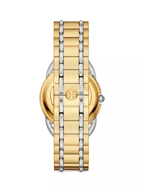 Shop Tory Burch The Miller Two-Tone Stainless Steel Bracelet Watch