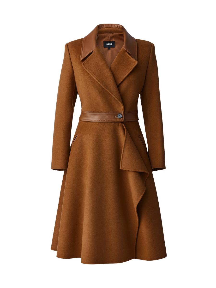 MACKAGE コート Rose Wool and Leather Coat ウール ＆ レザー Mackage Rose Wool and Leather Coat | Saks Fifth Avenue