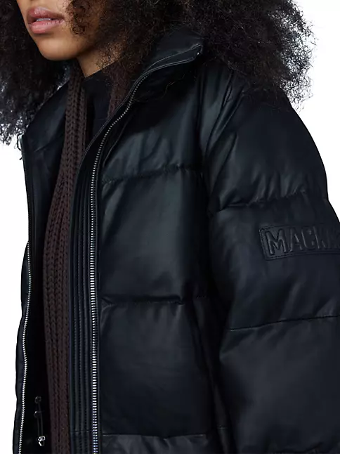 Mackage - KARSYN black leather down jacket with logo patch KARSYNDL - buy  with Bulgaria delivery at Symbol