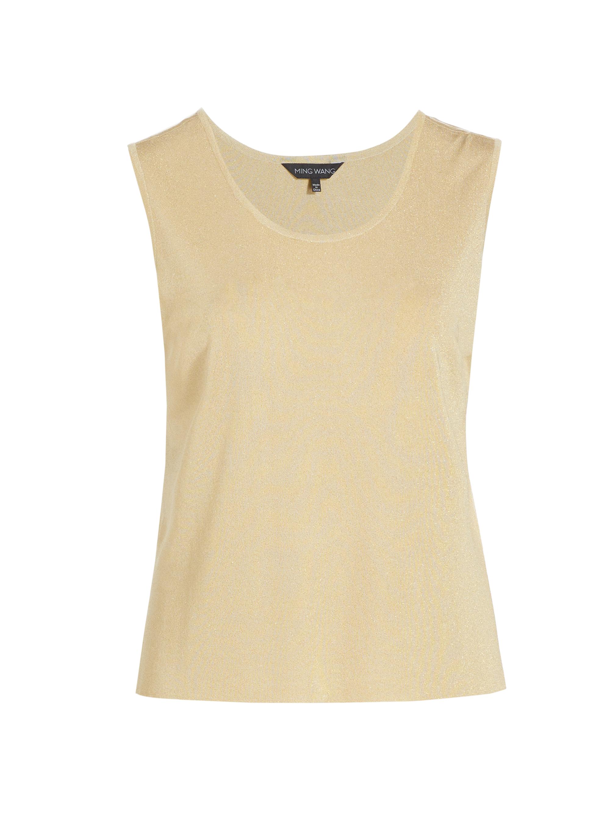 Ming Wang Women's Plus Scoopneck Knit Mid-Length Tank Top - Gold
