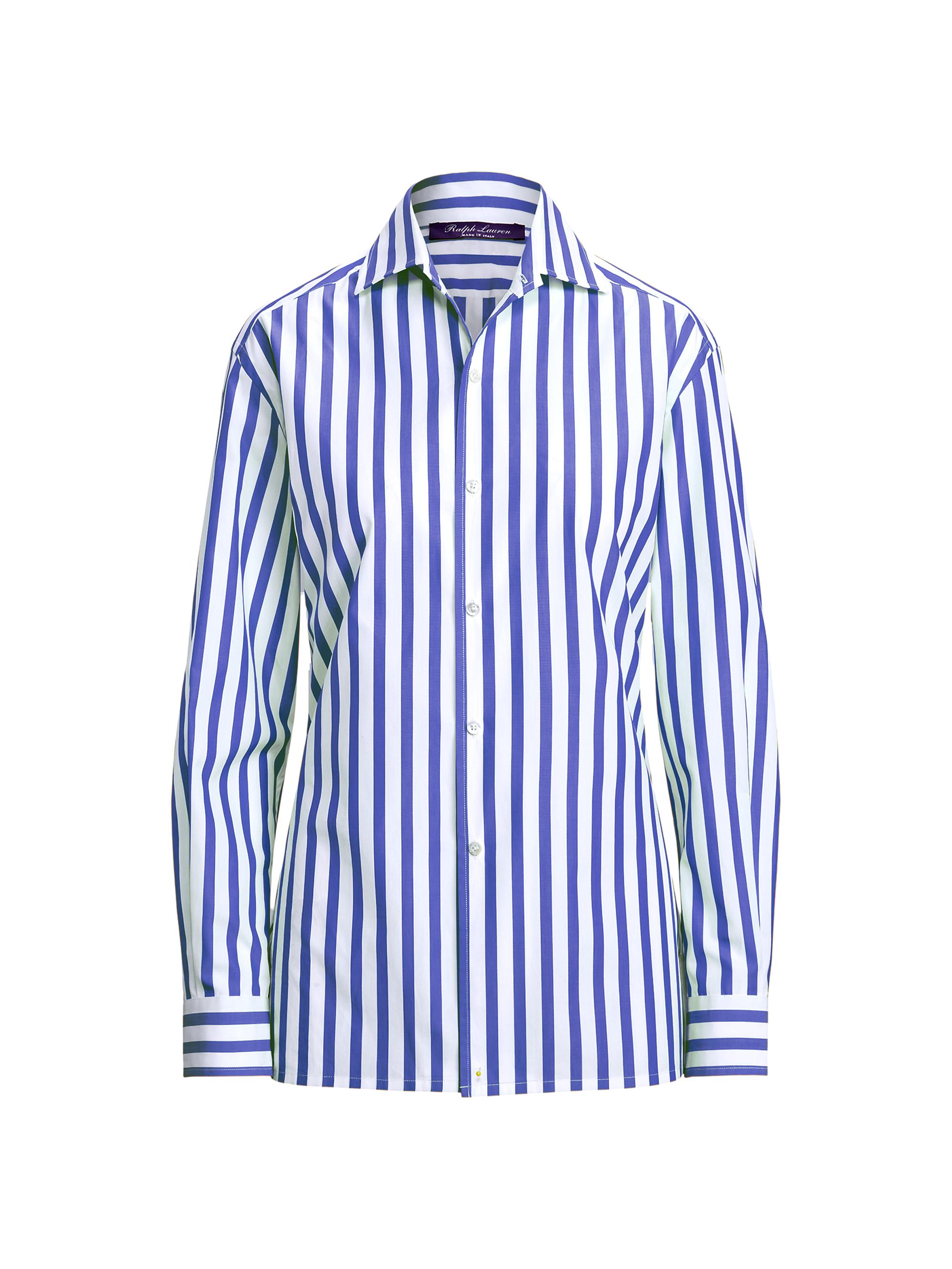 Ralph Lauren Collection Women's Capri Striped Button-Up Shirt - White Classic Blue