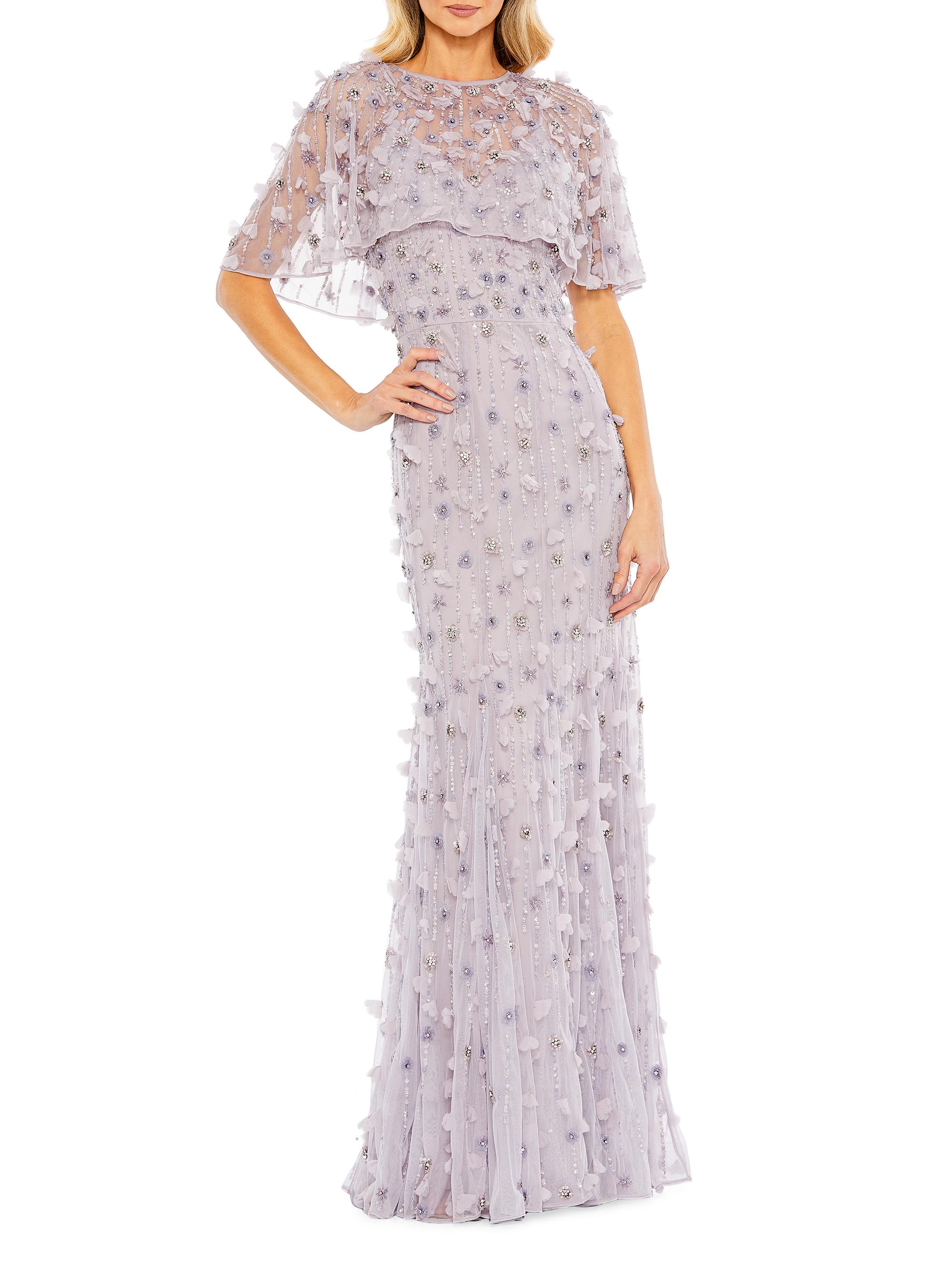 Mac Duggal Women's Embellished Illusion Cape-Sleeve Trumpet Gown - Vintage Lilac | Thumbnail 4