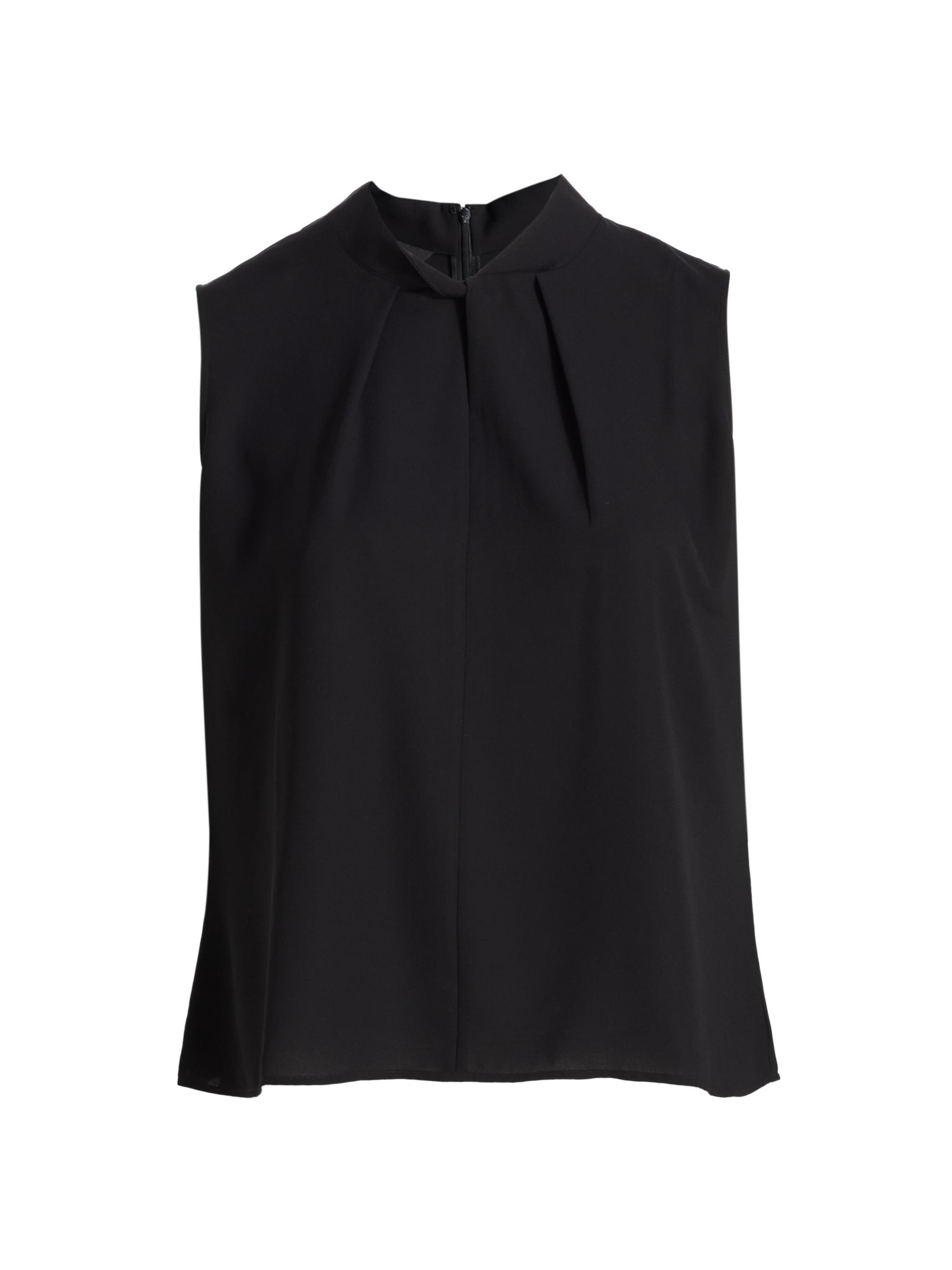 Ming Wang Women's Crepe De Chine Twist-Neck Blouse - Black