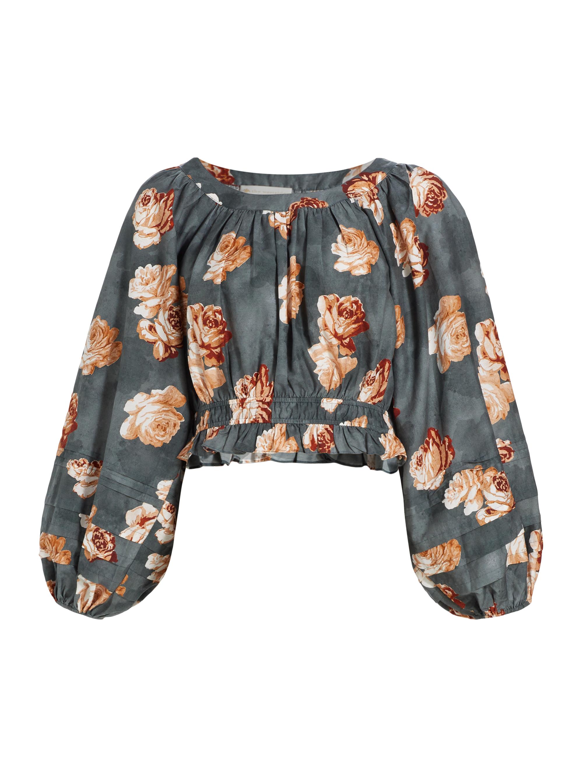 the westside Women's Opal Floral Blouson Top - Silver Mountain