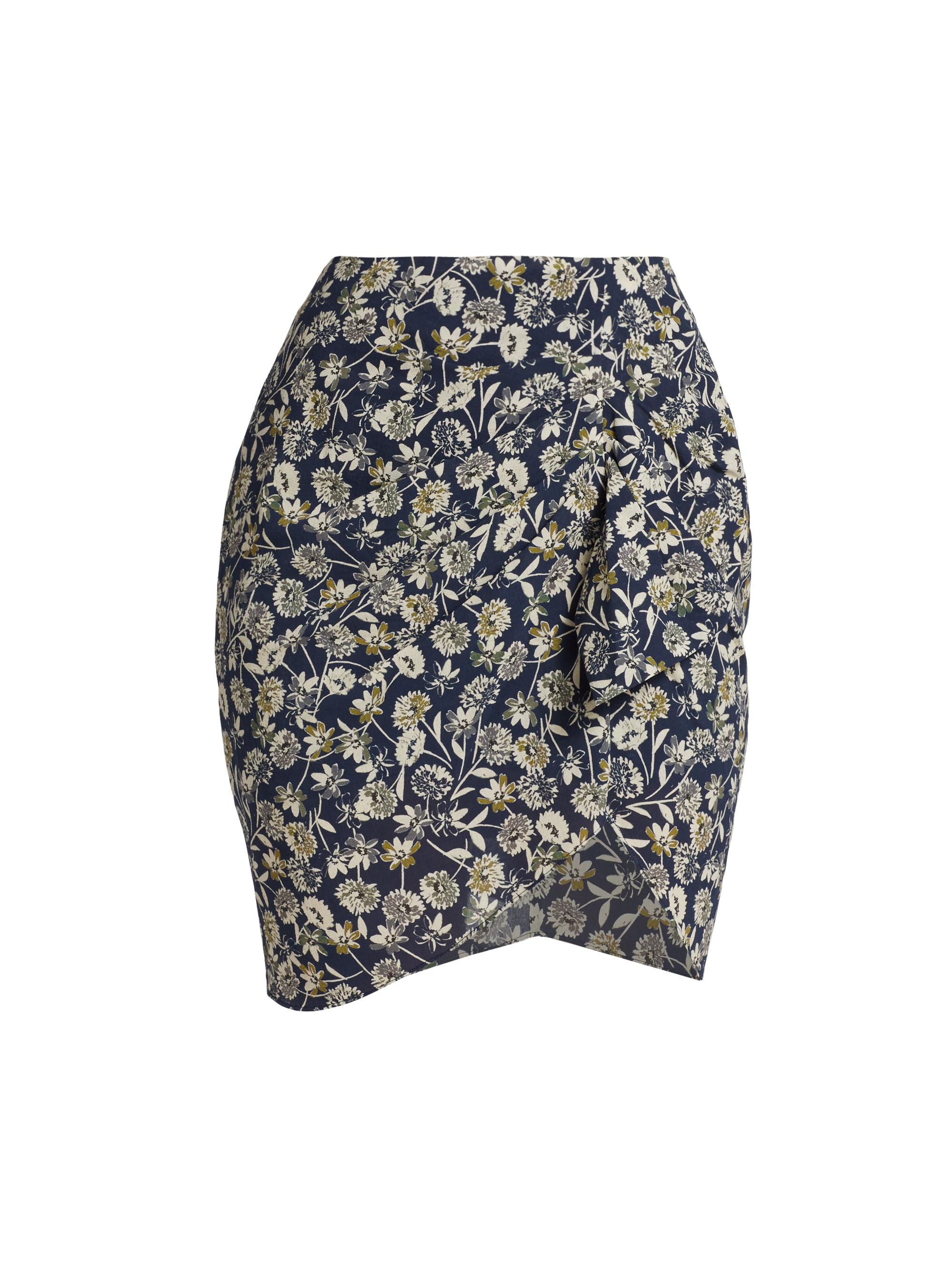 the westside Women's Zuri Draped Ruffle Miniskirt - Navy Night