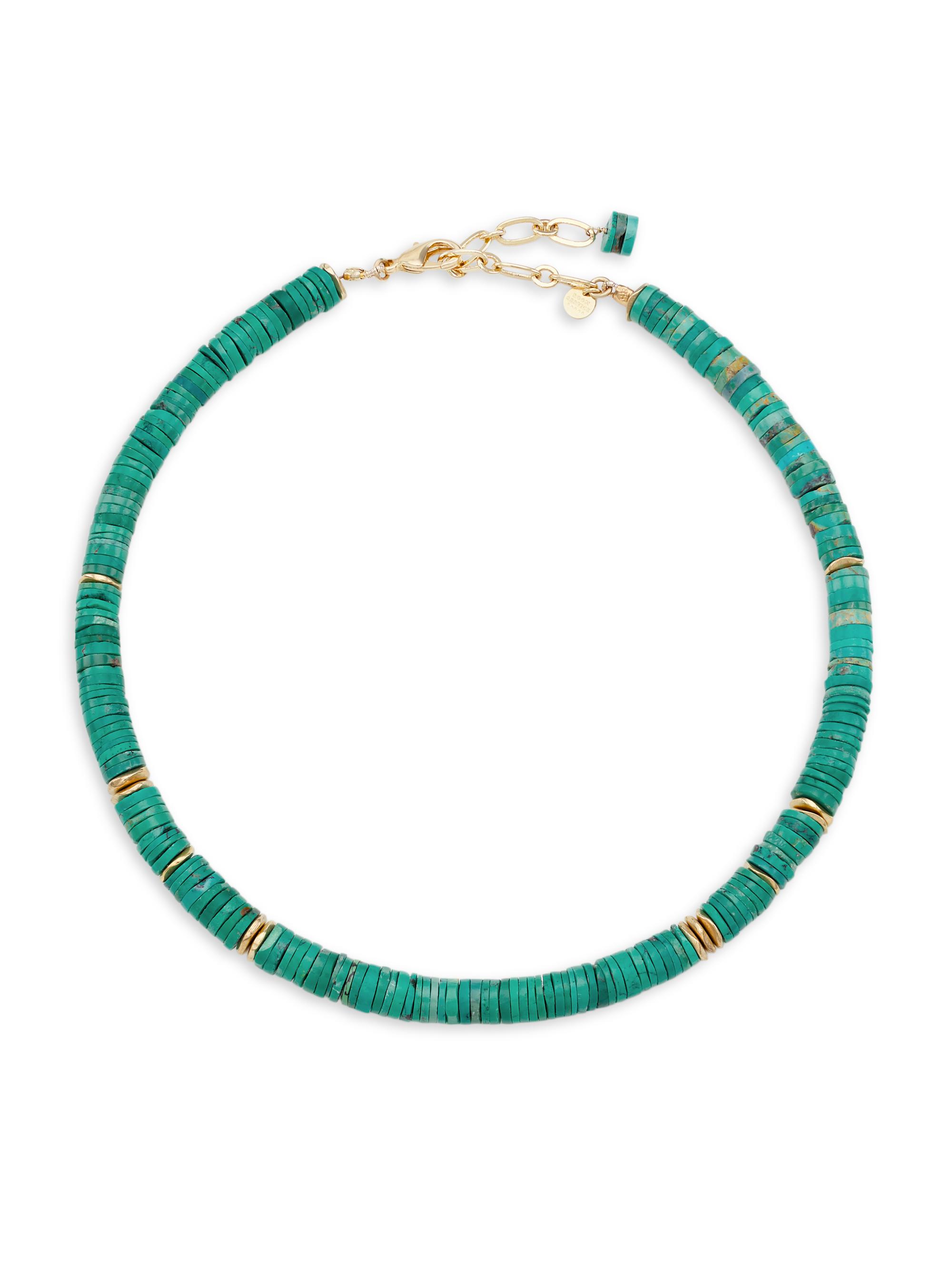 Room Service Women's Puka Hawai 24K Gold-Plate & Arizona Turquoise Necklace - Blue