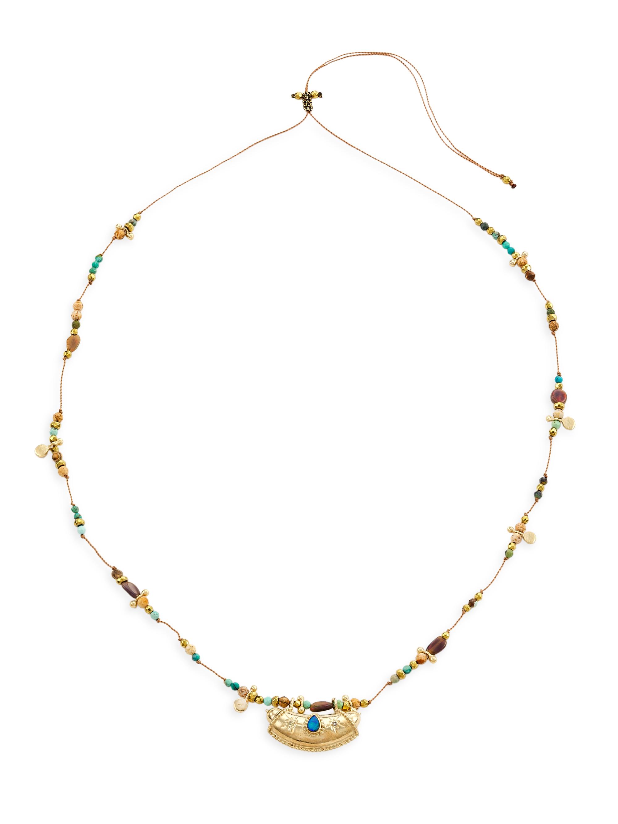 Room Service Women's Secret Mantra 24K-Gold-Plated Opal, Diamond & Turquoise Necklace - Opal