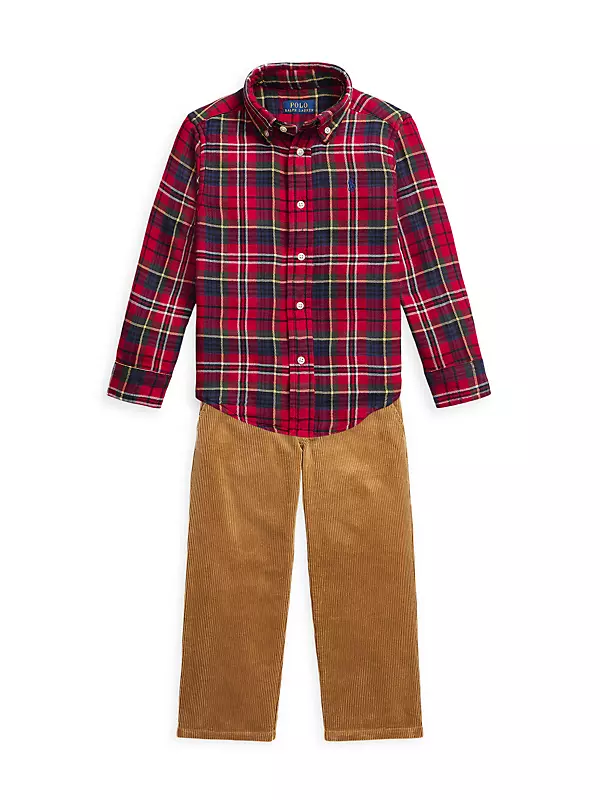 Shop Polo Ralph Lauren Little Boy's & Boy's Plaid Button-Down Long