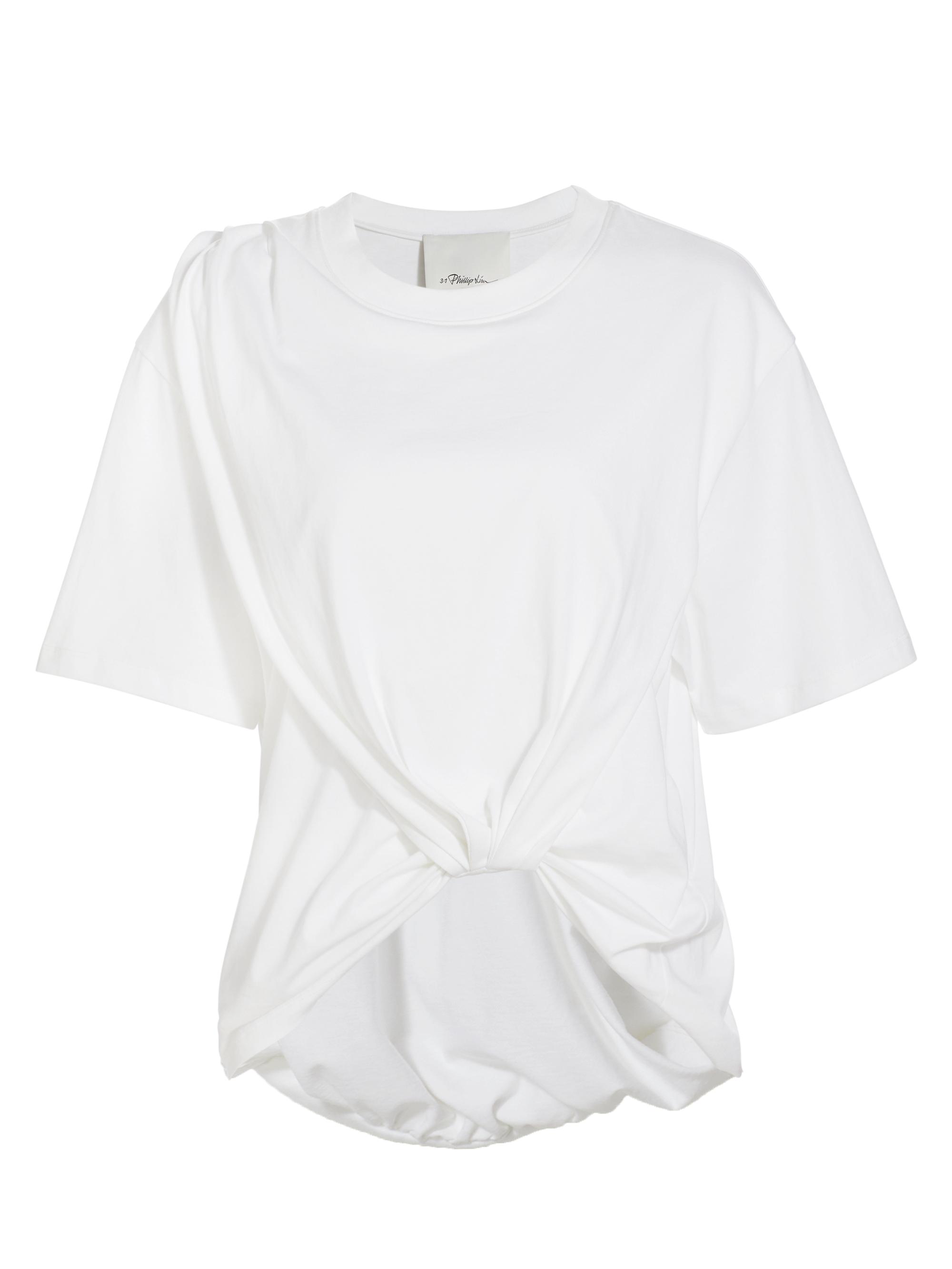 3.1 Phillip Lim Women's Draped Cotton Jersey T-Shirt - White