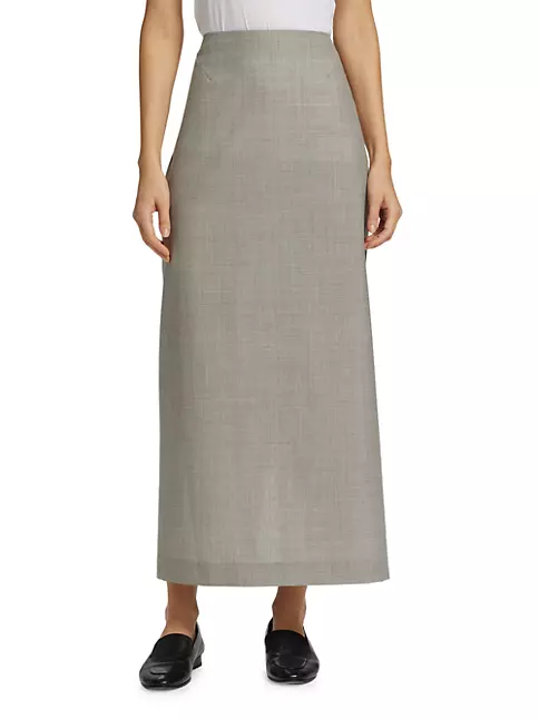 Chanel - Black Textured A-Line Wool Skirt Sz 10