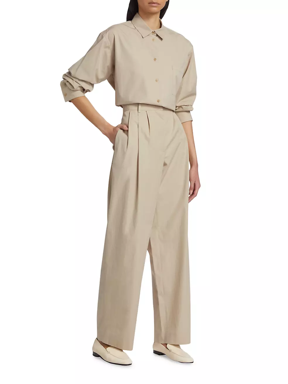 Shop The Row Bufus High-Rise Pleated Wide-Leg Pants