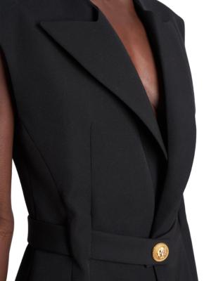 BALMAIN - Sleeveless Belted Wool Jacket