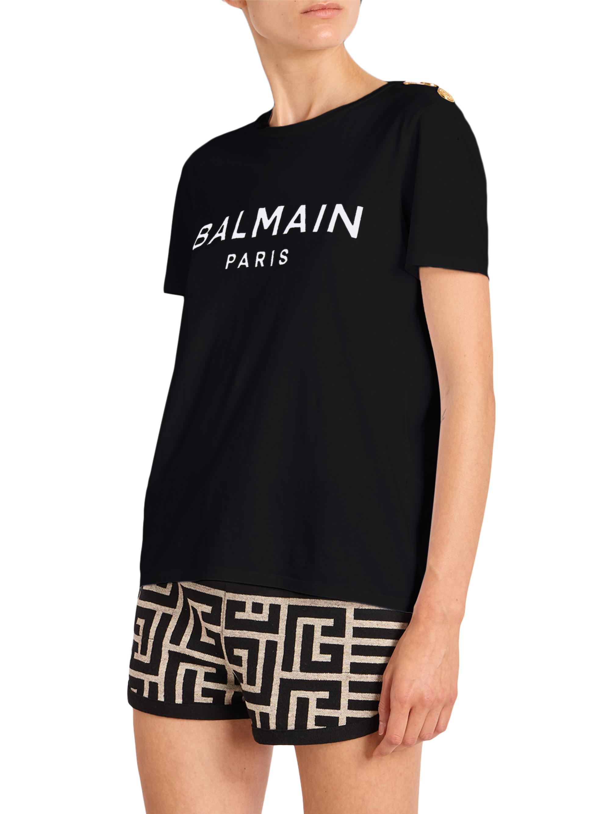 Balmain Button-Embellished Logo T-Shirt | Saks Fifth Avenue
