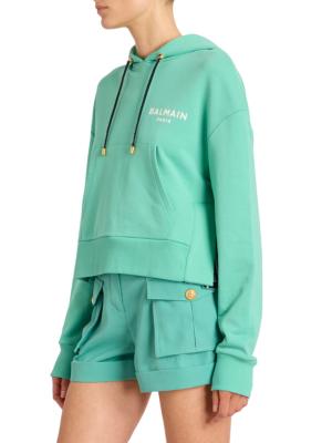 Balmain Green Flocked Sweatshirt