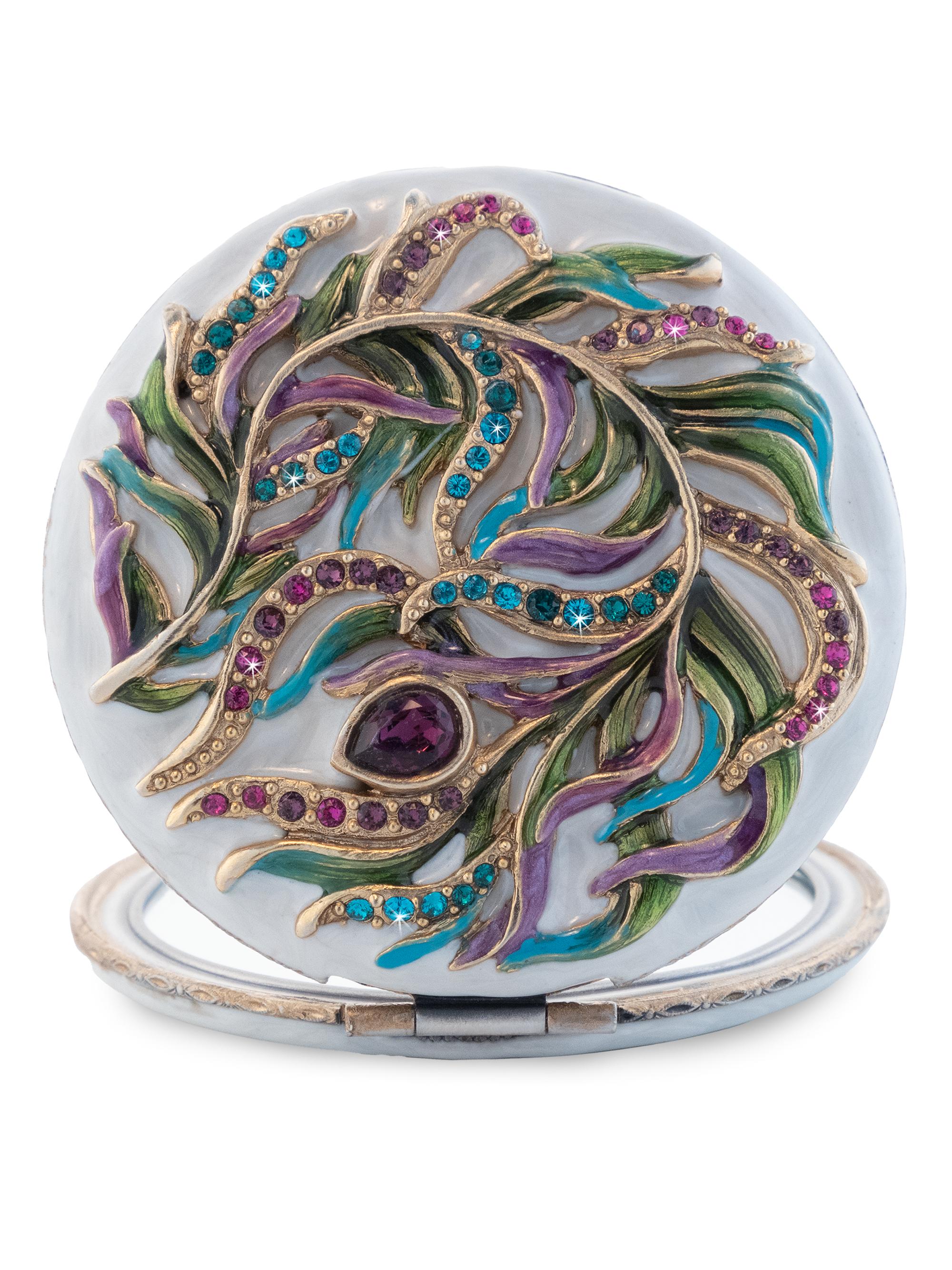 Jay Strongwater Classic Peacock Compact Mirror