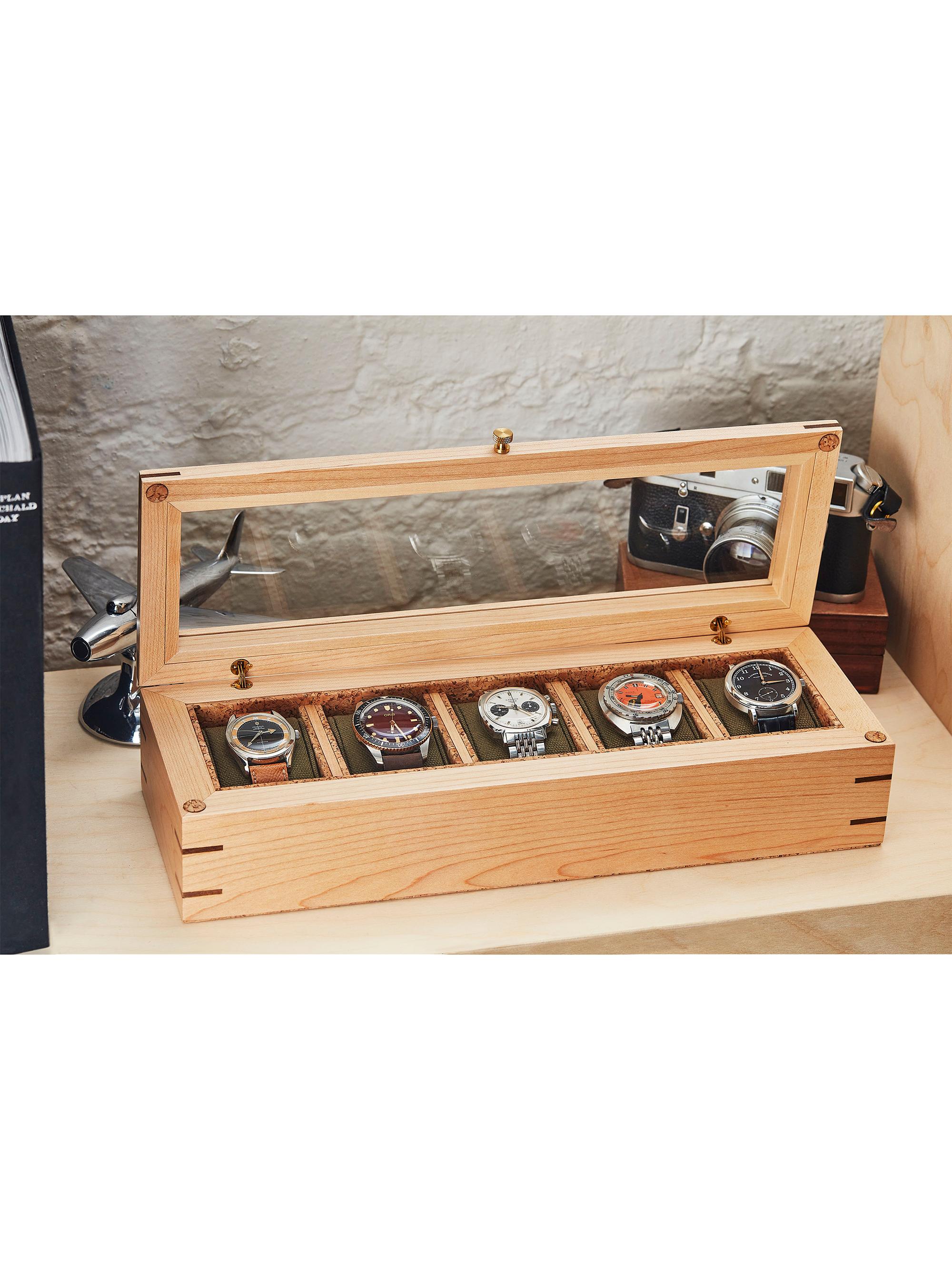 Wolf Flatiron II 5-Watch Storage Box - Shiftwood