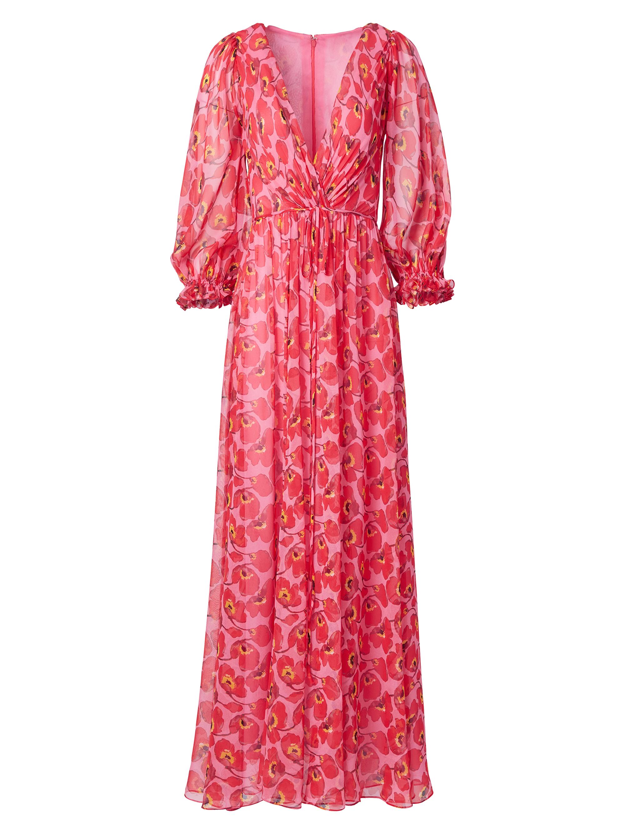 knee length dresses for ladies Carolina Herrera Pink Mid-Sleeve V Neck Maxi Dress Size M (UK 10)  Sellier