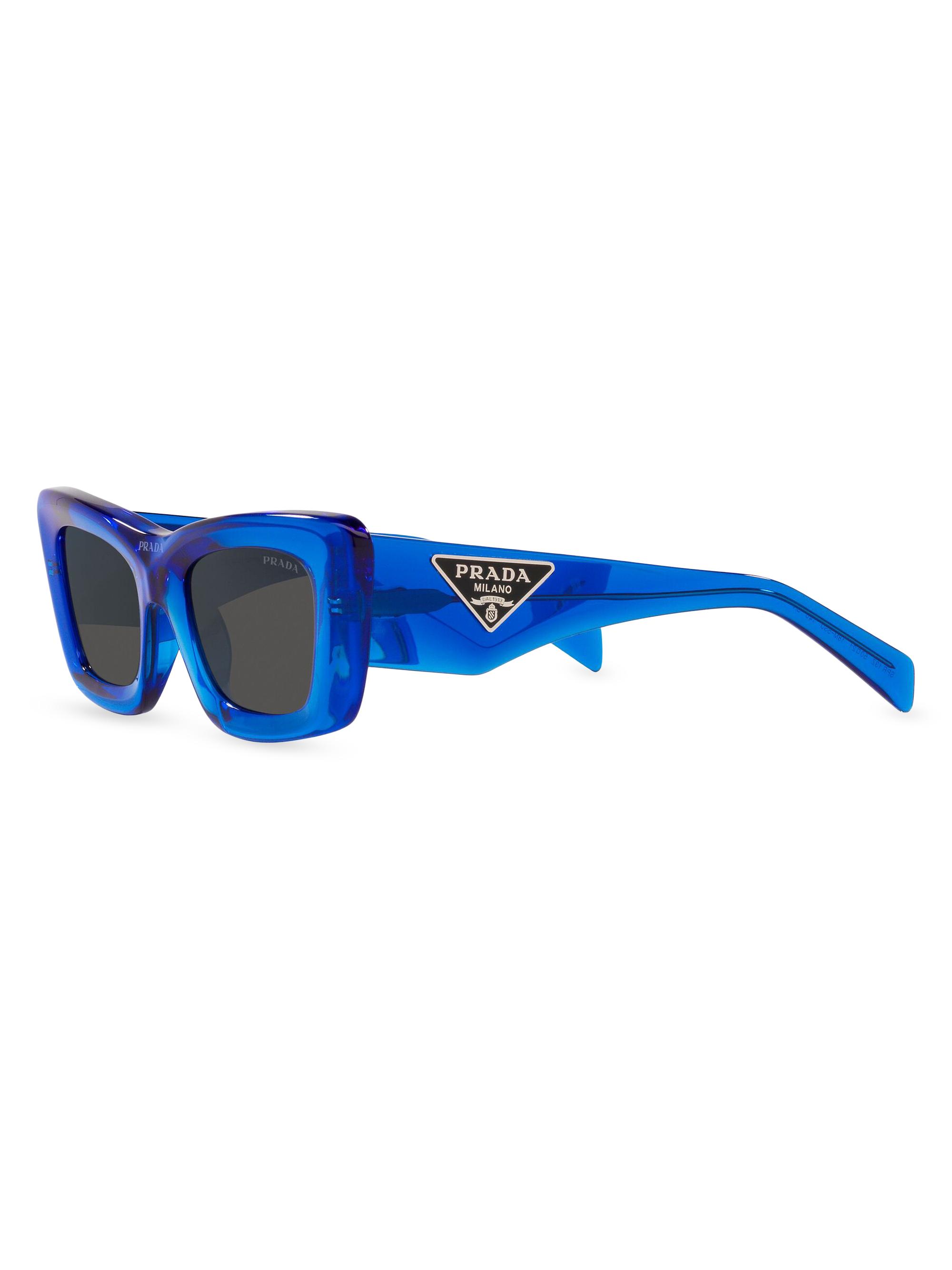 Prada Women's 50MM Rectangular Sunglasses - Blue | Thumbnail 4