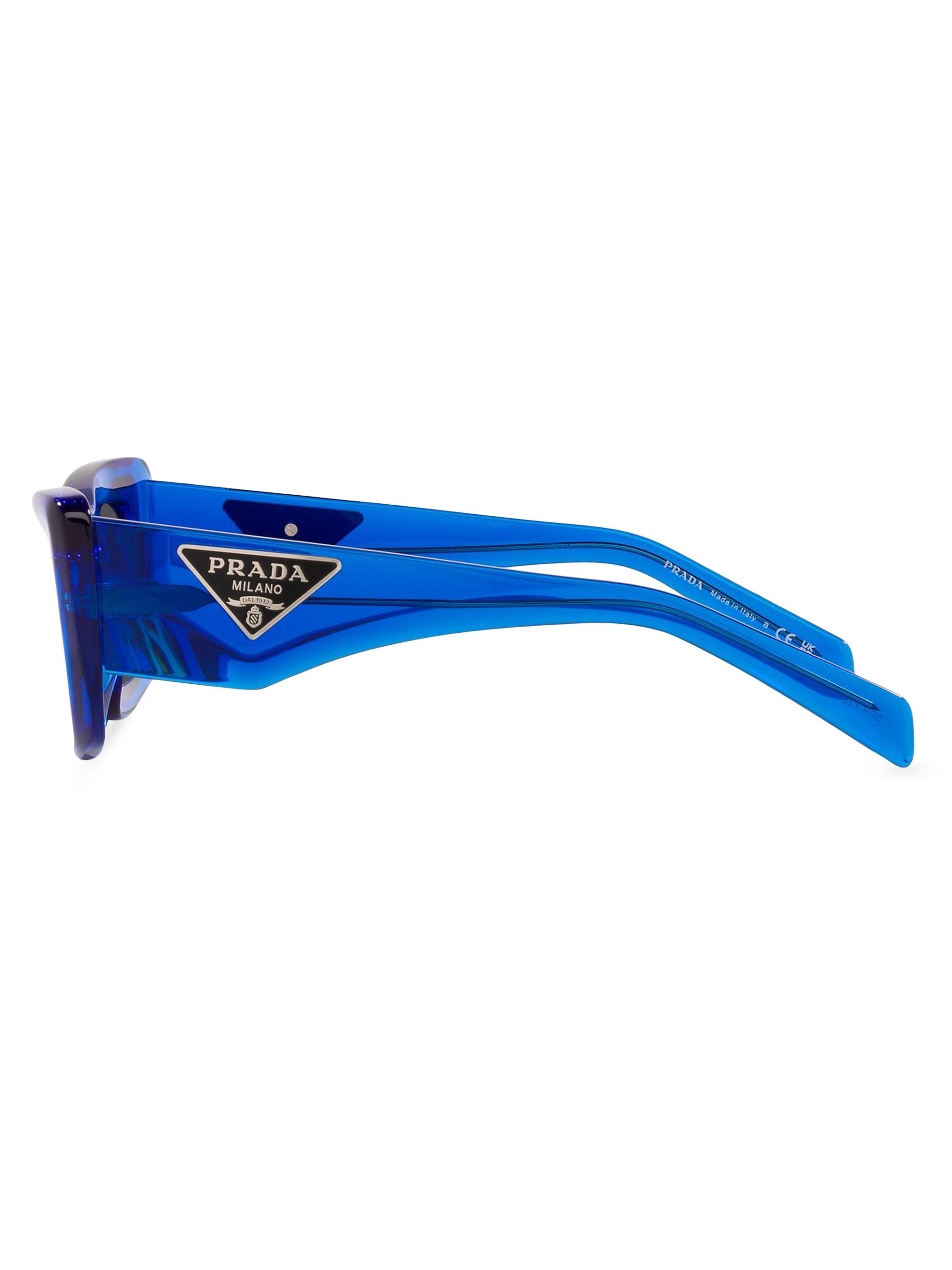 Prada Women's 50MM Rectangular Sunglasses - Blue | Thumbnail 5