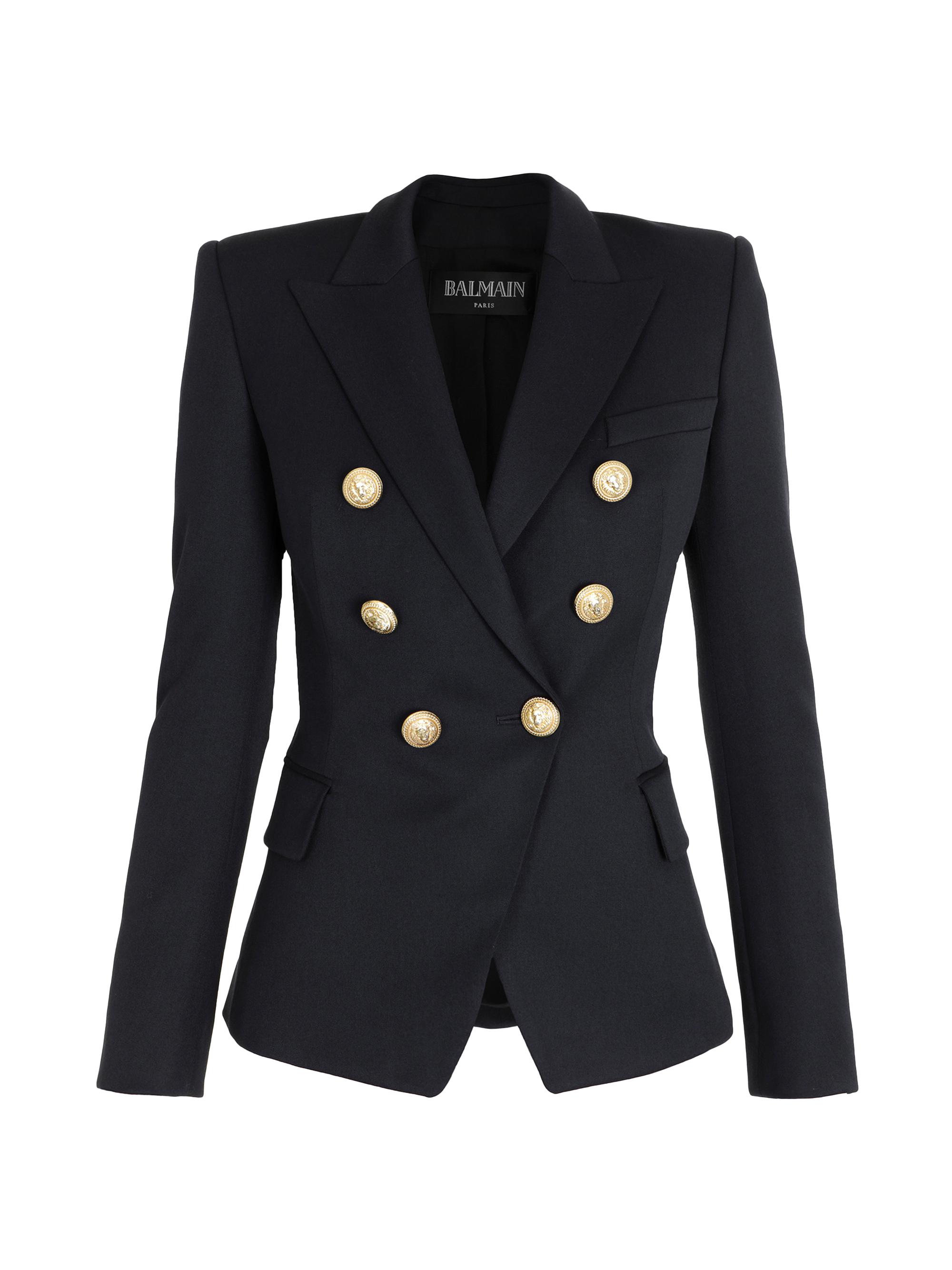 Balmain Leather Double-Breasted Blazer | Saks Fifth Avenue