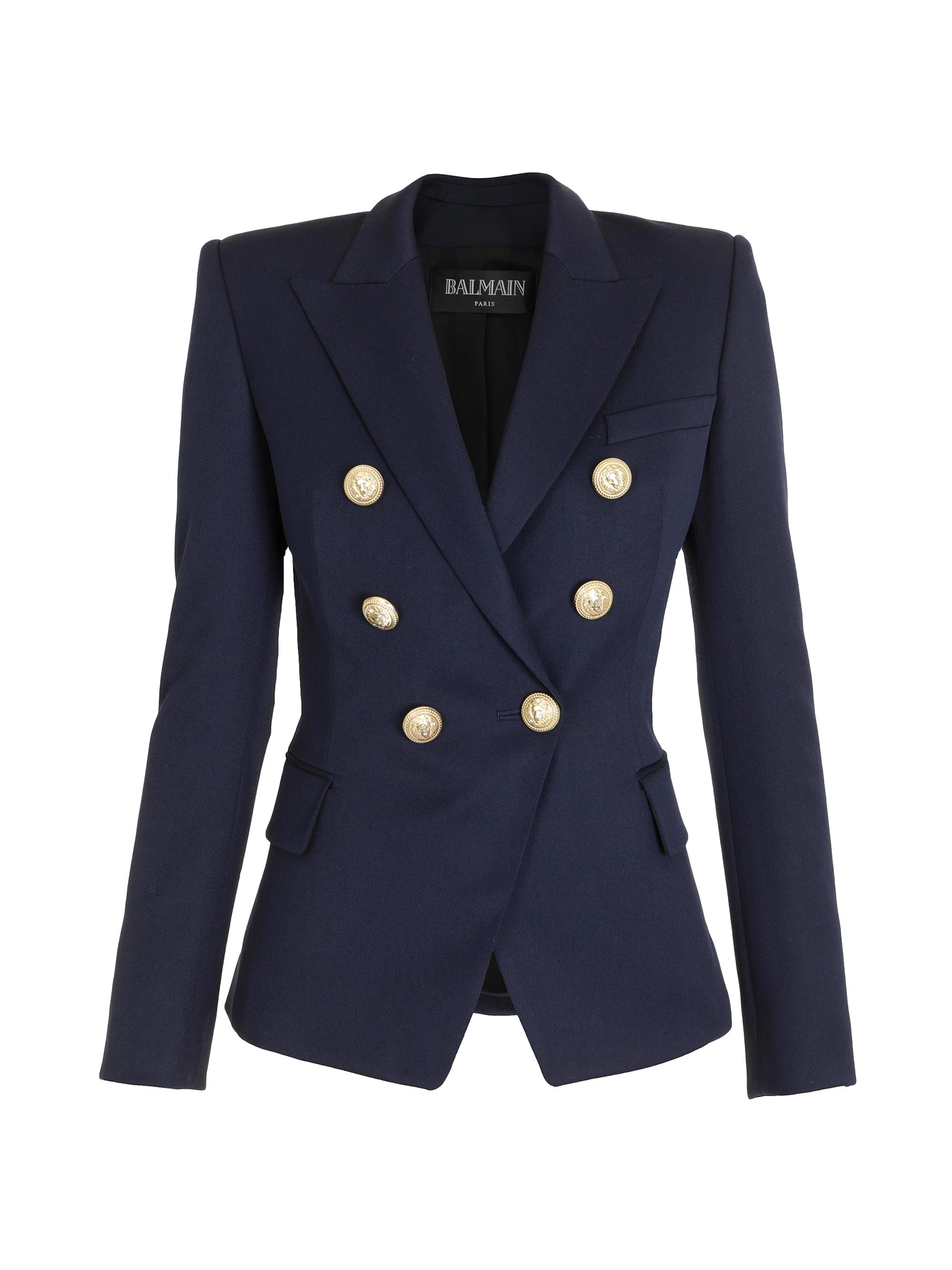 Balmain Women's Double-Breasted Wool Jacket - Marine
