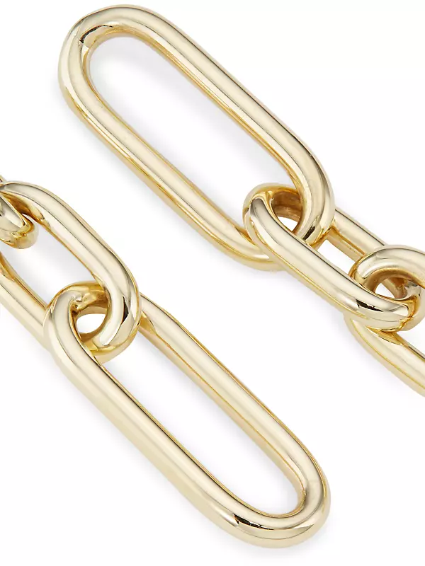 14K Yellow Gold Oval-Link Drop Earrings