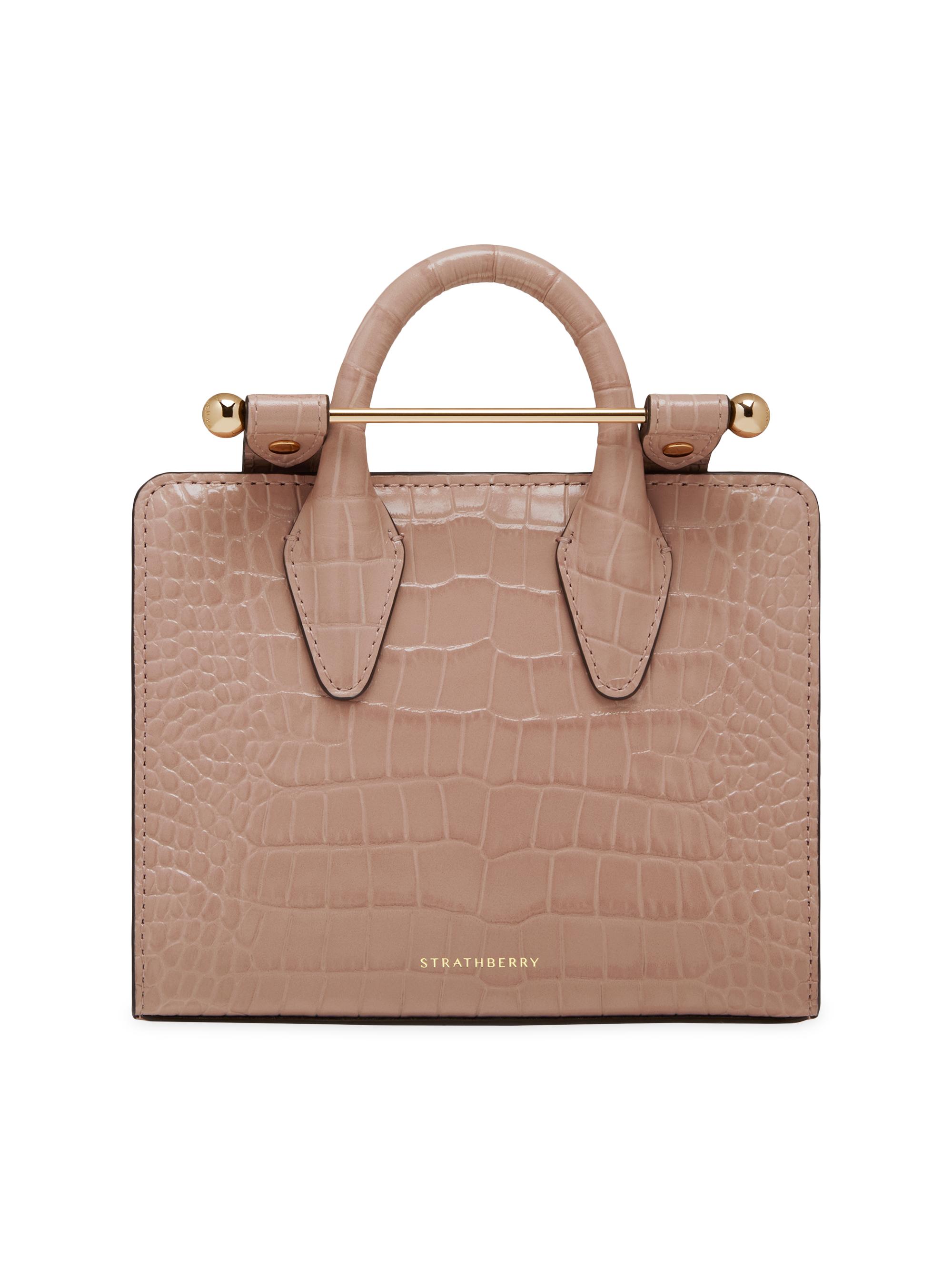 Strathberry Women's Nano Croc-Embossed Leather Tote - Peony