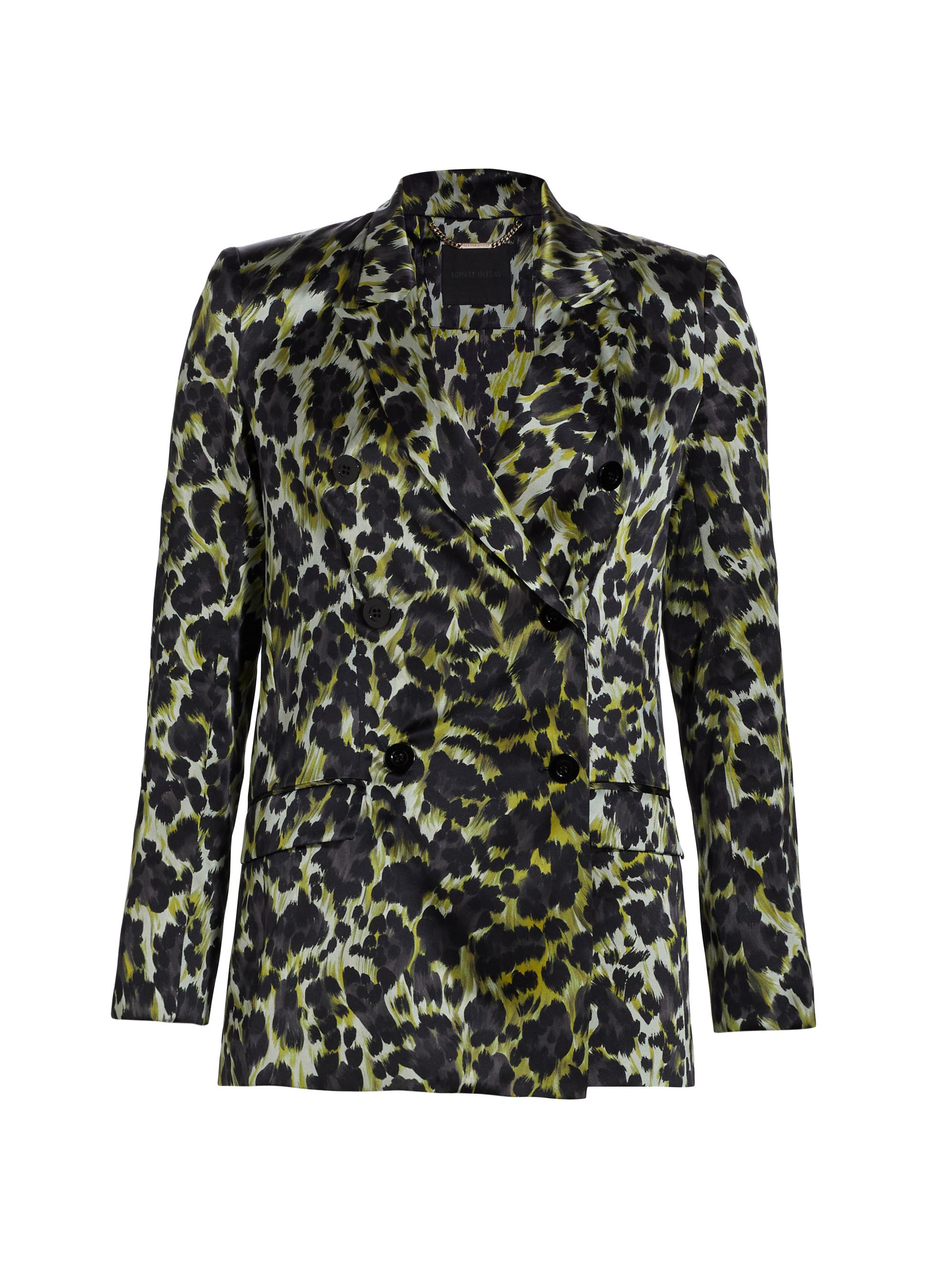 Adriana Iglesias Women's Kira Leopard-Print Silk Blazer - Khaki Leopard