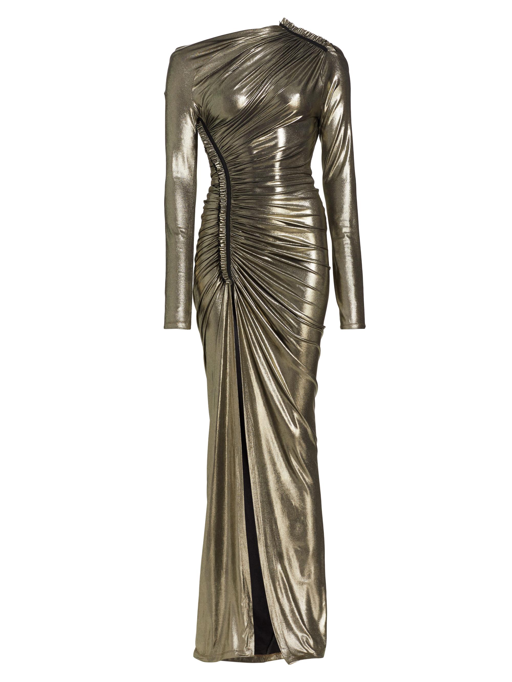 UNTTLD Platine Dimitra Gathered Metallic Gown | Saks Fifth Avenue