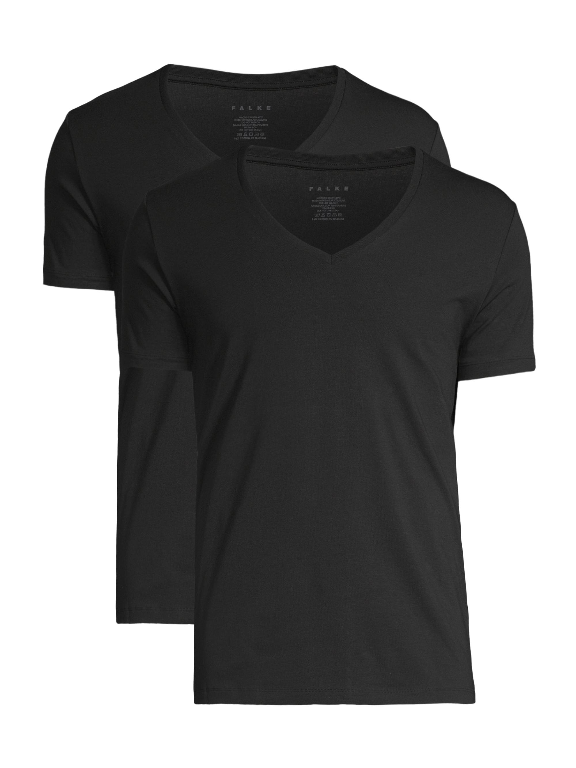 Falke Men's V-Neck T-Shirt 2-Pack - Black