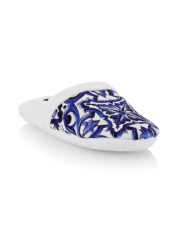 Tile-Print Terry Slippers