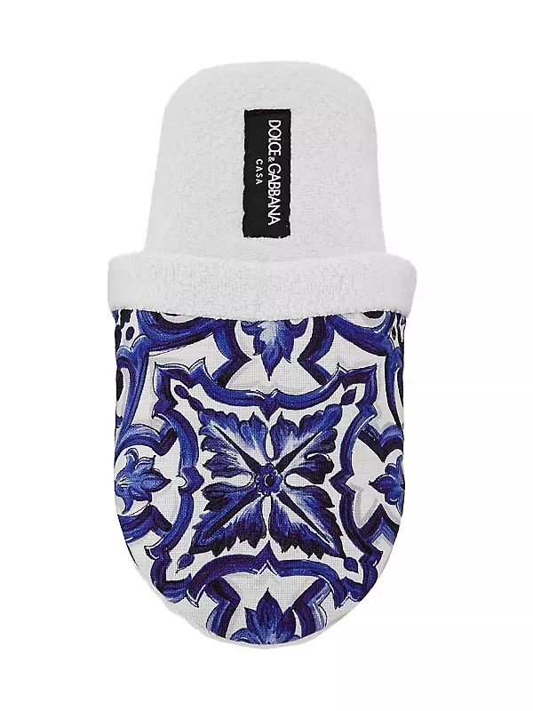 Tile-Print Terry Slippers