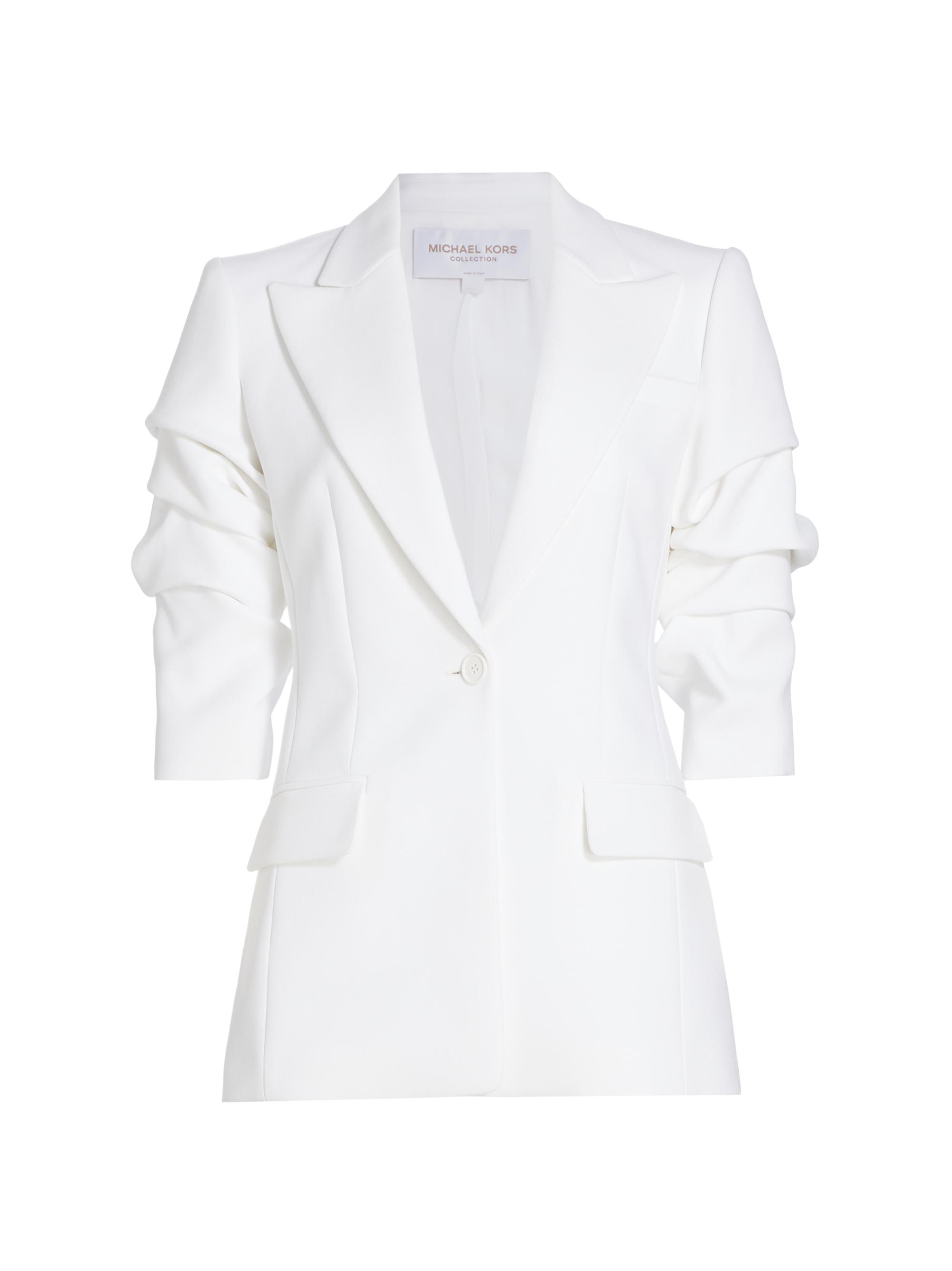 Michael Kors Collection Women's Cate Ruched-Sleeve Blazer - Optic White
